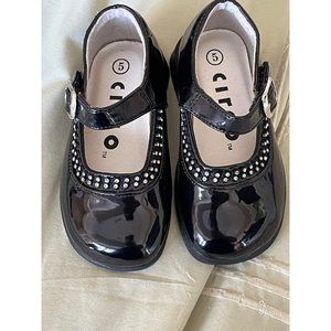 Circo Rhinestone Trimmed Black Glossy Sunday/Dress Shoes